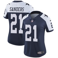 Nike Dallas Cowboys #21 Deion Sanders Navy Blue Thanksgiving Women's Stitched NFL Vapor Untouchable Limited Throwback Jersey