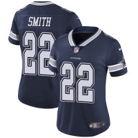 Nike Dallas Cowboys #22 Emmitt Smith Navy Blue Team Color Women's Stitched NFL Vapor Untouchable Limited Jersey