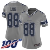Nike Dallas Cowboys #88 CeeDee Lamb Gray Women's Stitched NFL Limited Inverted Legend 100th Season Jersey