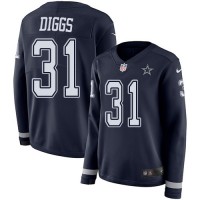 Nike Dallas Cowboys #31 Trevon Diggs Navy Blue Team Color Women's Stitched NFL Limited Therma Long Sleeve Jersey