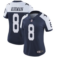 Nike Dallas Cowboys #8 Troy Aikman Navy Blue Thanksgiving Women's Stitched NFL Vapor Untouchable Limited Throwback Jersey