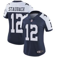 Nike Dallas Cowboys #12 Roger Staubach Navy Blue Thanksgiving Women's Stitched NFL Vapor Untouchable Limited Throwback Jersey