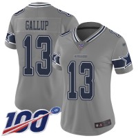 Nike Dallas Cowboys #13 Michael Gallup Gray Women's Stitched NFL Limited Inverted Legend 100th Season Jersey