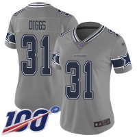 Nike Dallas Cowboys #31 Trevon Diggs Gray Women's Stitched NFL Limited Inverted Legend 100th Season Jersey