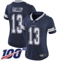 Nike Dallas Cowboys #13 Michael Gallup Navy Blue Team Color Women's Stitched NFL 100th Season Vapor Limited Jersey