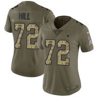 Nike Dallas Cowboys #72 Trysten Hill Olive/Camo Women's Stitched NFL Limited 2017 Salute To Service Jersey