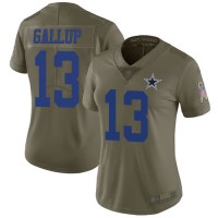 Nike Dallas Cowboys #13 Michael Gallup Olive Women's Stitched NFL Limited 2017 Salute to Service Jersey