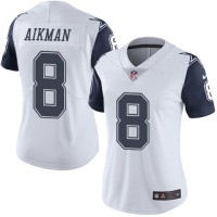 Nike Dallas Cowboys #8 Troy Aikman White Women's Stitched NFL Limited Rush Jersey