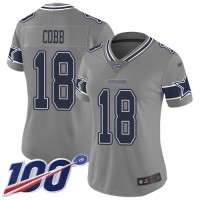 Nike Dallas Cowboys #18 Randall Cobb Gray Women's Stitched NFL Limited Inverted Legend 100th Season Jersey