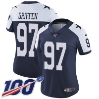 Nike Dallas Cowboys #97 Everson Griffen Navy Blue Thanksgiving Women's Stitched NFL 100th Season Vapor Throwback Limited Jersey