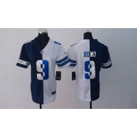 Nike Dallas Cowboys #9 Tony Romo Navy Blue/White Women's Stitched NFL Elite Split Jersey