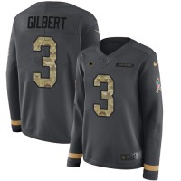 Nike Dallas Cowboys #3 Garrett Gilbert Anthracite Salute to Service Women's Stitched NFL Limited Therma Long Sleeve Jersey