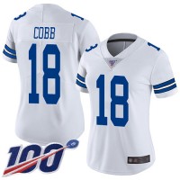 Nike Dallas Cowboys #18 Randall Cobb White Women's Stitched NFL 100th Season Vapor Limited Jersey