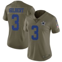 Nike Dallas Cowboys #3 Garrett Gilbert Olive Women's Stitched NFL Limited 2017 Salute To Service Jersey