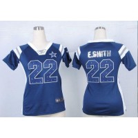 Nike Dallas Cowboys #22 Emmitt Smith Navy Blue Team Color Women's Stitched NFL Elite Draft Him Shimmer Jersey
