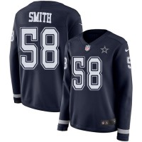 Nike Dallas Cowboys #58 Aldon Smith Navy Blue Team Color Women's Stitched NFL Limited Therma Long Sleeve Jersey