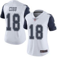 Nike Dallas Cowboys #18 Randall Cobb White Women's Stitched NFL Limited Rush Jersey
