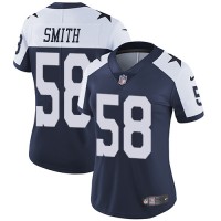 Nike Dallas Cowboys #58 Aldon Smith Navy Blue Thanksgiving Women's Stitched NFL Vapor Throwback Limited Jersey