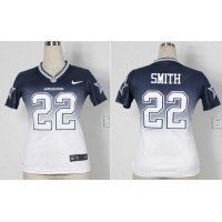 Nike Dallas Cowboys #22 Emmitt Smith Navy Blue/White Women's Stitched NFL Elite Fadeaway Fashion Jersey