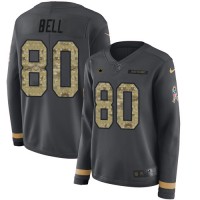 Nike Dallas Cowboys #80 Blake Bell Anthracite Salute to Service Women's Stitched NFL Limited Therma Long Sleeve Jersey