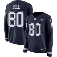 Nike Dallas Cowboys #80 Blake Bell Navy Blue Team Color Women's Stitched NFL Limited Therma Long Sleeve Jersey