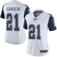 Nike Dallas Cowboys #21 Deion Sanders White Women's Stitched NFL Limited Rush Jersey