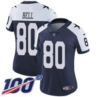 Nike Dallas Cowboys #80 Blake Bell Navy Blue Thanksgiving Women's Stitched NFL 100th Season Vapor Throwback Limited Jersey