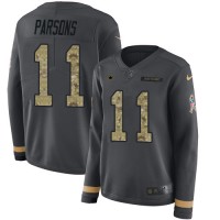 Nike Dallas Cowboys #11 Micah Parsons Anthracite Salute to Service Women's Stitched NFL Limited Therma Long Sleeve Jersey