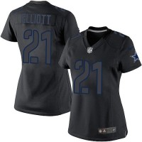 Nike Dallas Cowboys #21 Ezekiel Elliott Black Impact Women's Stitched NFL Limited Jersey