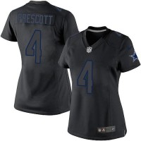 Nike Dallas Cowboys #4 Dak Prescott Black Impact Women's Stitched NFL Limited Jersey