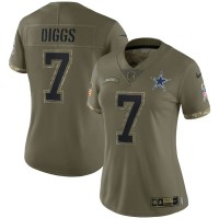 Dallas Dallas Cowboys #7 Trevon Diggs Nike Women's 2022 Salute To Service Limited Jersey - Olive
