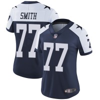 Nike Dallas Cowboys #77 Tyron Smith Navy Blue Thanksgiving Women's Stitched NFL Vapor Untouchable Limited Throwback Jersey