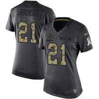 Nike Dallas Cowboys #21 Deion Sanders Black Women's Stitched NFL Limited 2016 Salute to Service Jersey