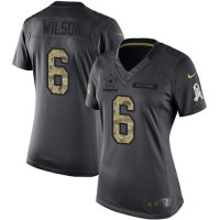 Nike Dallas Cowboys #6 Donovan Wilson Black Women's Stitched NFL Limited 2016 Salute to Service Jersey