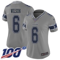 Nike Dallas Cowboys #6 Donovan Wilson Gray Women's Stitched NFL Limited Inverted Legend 100th Season Jersey