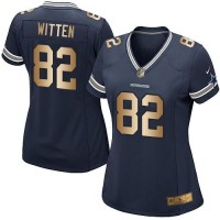 Nike Dallas Cowboys #82 Jason Witten Navy Blue Team Color Women's Stitched NFL Elite Gold Jersey