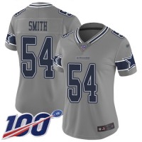 Nike Dallas Cowboys #54 Jaylon Smith Gray Women's Stitched NFL Limited Inverted Legend 100th Season Jersey