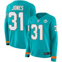 Nike Miami Dolphins #31 Byron Jones Aqua Green Team Color Women's Stitched NFL Limited Therma Long Sleeve Jersey