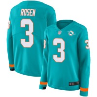 Nike Miami Dolphins #3 Josh Rosen Aqua Green Team Color Women's Stitched NFL Limited Therma Long Sleeve Jersey
