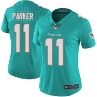 Nike Miami Dolphins #11 DeVante Parker Aqua Green Team Color Women's Stitched NFL Vapor Untouchable Limited Jersey