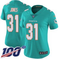 Nike Miami Dolphins #31 Byron Jones Aqua Green Team Color Women's Stitched NFL 100th Season Vapor Untouchable Limited Jersey