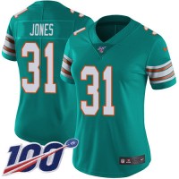 Nike Miami Dolphins #31 Byron Jones Aqua Green Alternate Women's Stitched NFL 100th Season Vapor Untouchable Limited Jersey