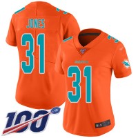 Nike Miami Dolphins #31 Byron Jones Orange Women's Stitched NFL Limited Inverted Legend 100th Season Jersey