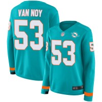 Nike Miami Dolphins #53 Kyle Van Noy Aqua Green Team Color Women's Stitched NFL Limited Therma Long Sleeve Jersey