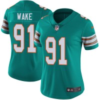 Nike Miami Dolphins #91 Cameron Wake Aqua Green Alternate Women's Stitched NFL Vapor Untouchable Limited Jersey