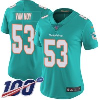 Nike Miami Dolphins #53 Kyle Van Noy Aqua Green Team Color Women's Stitched NFL 100th Season Vapor Untouchable Limited Jersey