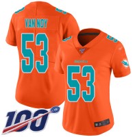 Nike Miami Dolphins #53 Kyle Van Noy Orange Women's Stitched NFL Limited Inverted Legend 100th Season Jersey