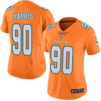 Nike Miami Dolphins #90 Charles Harris Orange Women's Stitched NFL Limited Rush Jersey