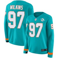 Nike Miami Dolphins #97 Christian Wilkins Aqua Green Team Color Women's Stitched NFL Limited Therma Long Sleeve Jersey