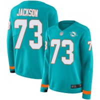 Nike Miami Dolphins #73 Austin Jackson Aqua Green Team Color Women's Stitched NFL Limited Therma Long Sleeve Jersey